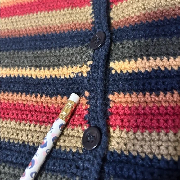 Vtg Multicolor Striped Women's Cardigan Sweater Small - Picture 9 of 9